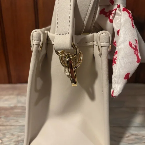 Betsy Johnson Navy and White Striped Mini Bag with Red Lobster Charm - Picture 11 of 14